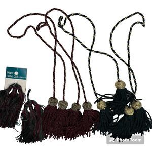 Lot of Burgundy Gold Green Key Tassels and Tiebacks Sewing Crafting Supply 3-4"